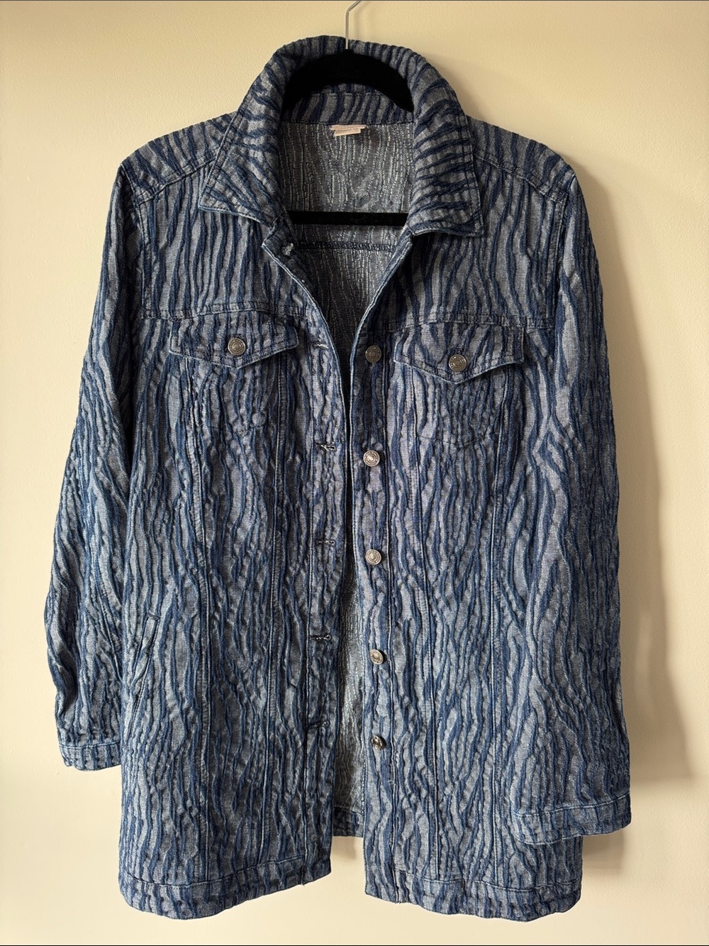Chico's Blue Patterned Button-Up Jacket - Picture 12 of 12